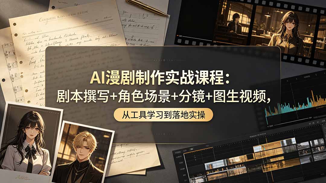 AI漫剧制作实战课程：剧本撰写+角色场景+分镜+图生视频，从工具学习到落地实操-问小徐资源库