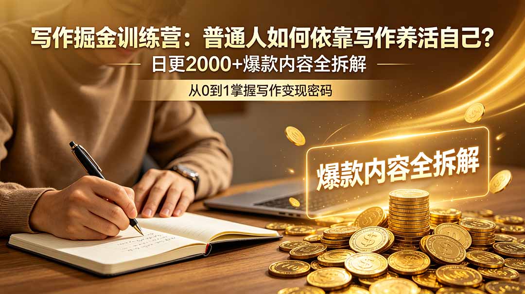 写作掘金训练营：普通人如何依靠写作养活自己？日更2000+爆款内容全拆解-问小徐资源库