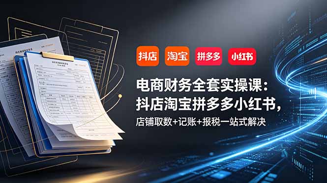 电商财务全套实操课：抖店淘宝拼多多小红书，店铺取数+记账+报税一站式解决-问小徐资源库