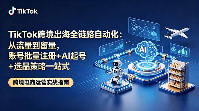 TikTok跨境出海全链路自动化:从流量到留量,账号批量注册+AI起号+选品策略一站式-问小徐资源库