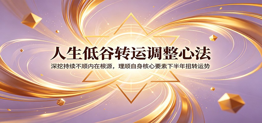 人生低谷转运调整心法：深挖持续不顺内在根源，理顺自身核心要素下半年扭转运势-问小徐资源库
