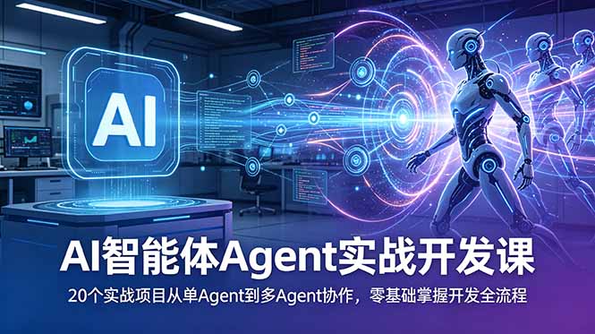 AI智能体Agent实战开发课：20个实战项目从单Agent到多Agent协作，零基础掌握开发全流程-问小徐资源库