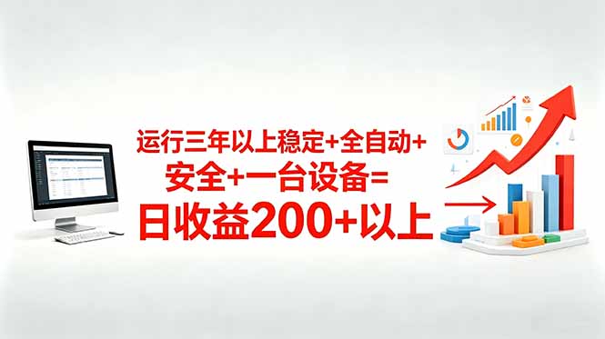 三年以上稳定+全自动+安全+一台设备=日收益200+-问小徐资源库