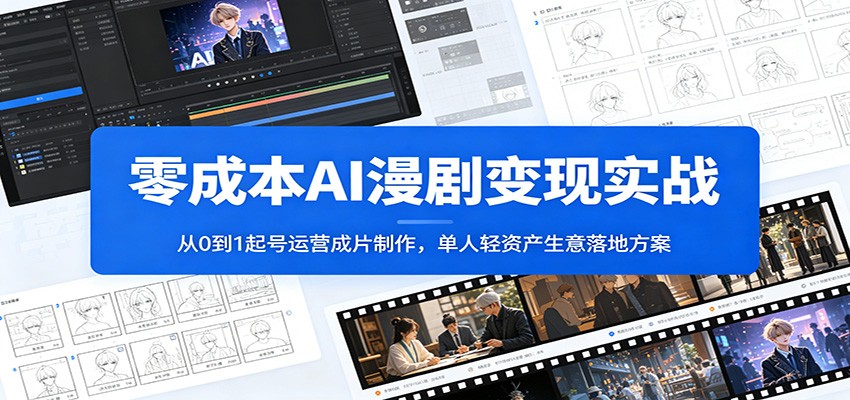 零成本AI漫剧变现实战：从0到1起号运营成片制作，单人轻资产生意落地方案-问小徐资源库