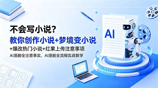不会写小说?教你创作小说+梦境变小说+爆改热门小说+红果上传注意事项,AI漫剧全流程实战教学-问小徐资源库