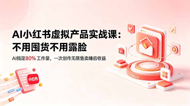 AI小红书虚拟产品实战课-更新：不用囤货不用露脸，AI搞定80%工作量，一次创作无限售卖睡后收益-问小徐资源库