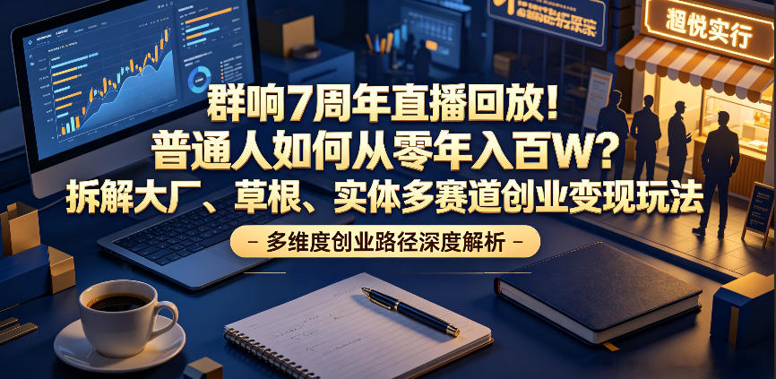 群响7周年直播回放！普通人如何从零年入百W？拆解大厂、草根、实体多赛道创业变现玩法(更新)-问小徐资源库