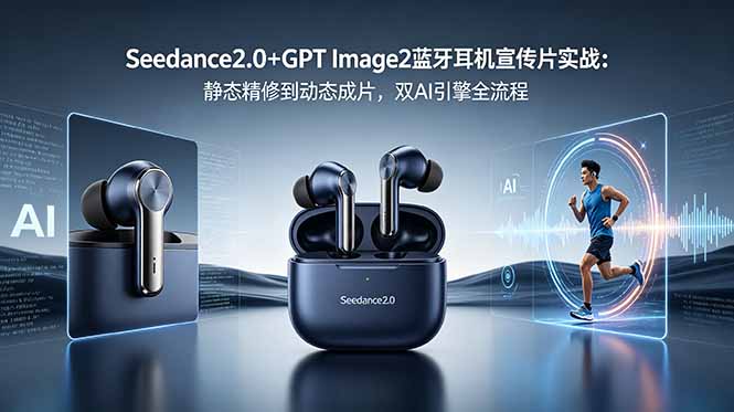 Seedance2.0+GPT Image2蓝牙耳机宣传片实战：静态精修到动态成片，双AI引擎全流程-问小徐资源库