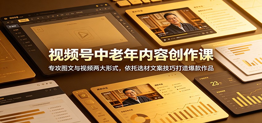 视频号中老年内容创作课：专攻图文与视频两大形式，依托选材文案技巧打造爆款作品-问小徐资源库