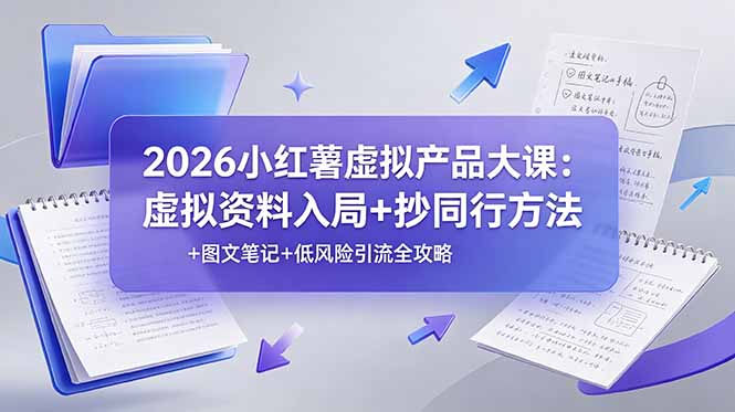 2026小红薯虚拟产品大课：虚拟资料入局+抄同行方法+图文笔记+低风险引流全攻略-问小徐资源库