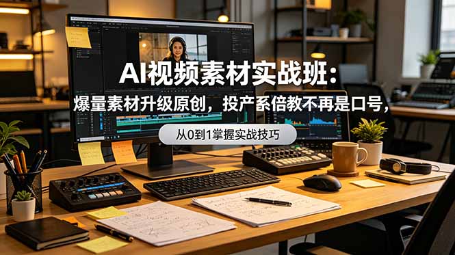 AI视频素材实战班：爆量素材升级原创，投产翻倍不再是口号，0-1系统教学实战落地-问小徐资源库