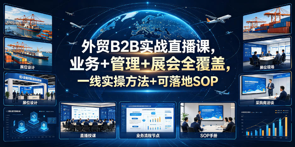 外贸B2B实战直播课,业务+管理+展会全覆盖,一线实操方法+可落地SOP-问小徐资源库