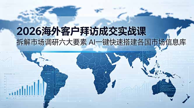2026海外客户拜访成交实战课:拆解市场调研六大要素,AI一键快速搭建各国市场信息库-问小徐资源库