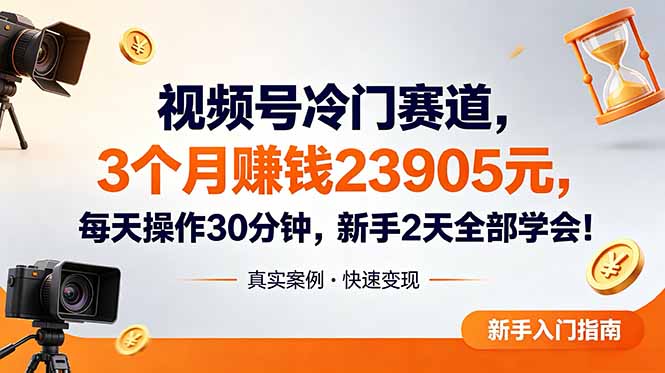 视频号冷门赛道,3个月变现23905元,新手2天学会 每天操作30分钟!-问小徐资源库