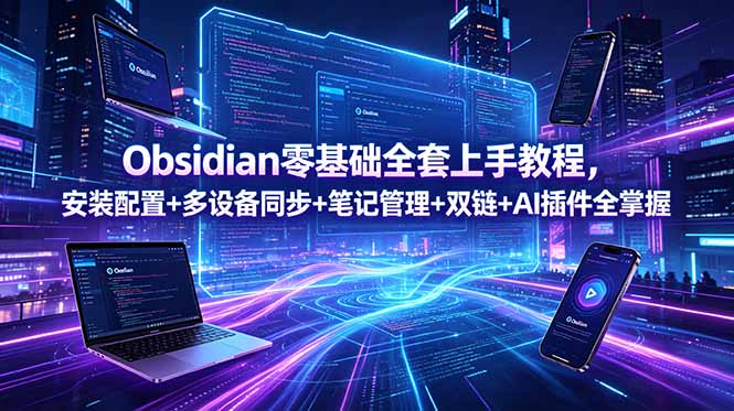 Obsidian零基础全套上手教程，安装配置+多设备同步+笔记管理+双链+AI插件全掌握-问小徐资源库