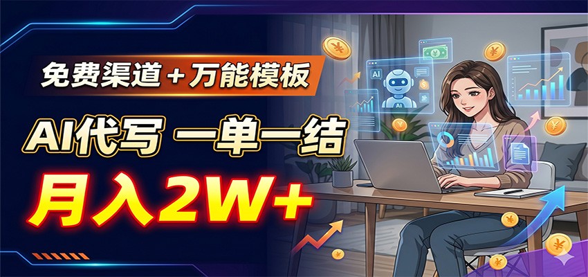 免费渠道+万能模板,AI代写一单一结,月入2W+-问小徐资源库