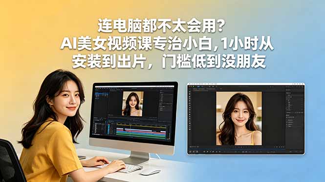 连电脑都不太会用？AI美女视频课专治小白，1小时从安装到出片，门槛低到没朋友-问小徐资源库