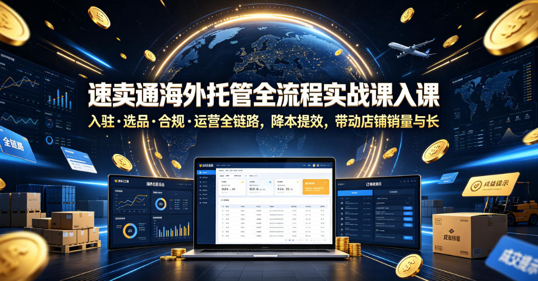 速卖通海外托管全流程实战课入驻・选品・合规・运营全链路,降本提效,带动店铺销量与收益增长-问小徐资源库