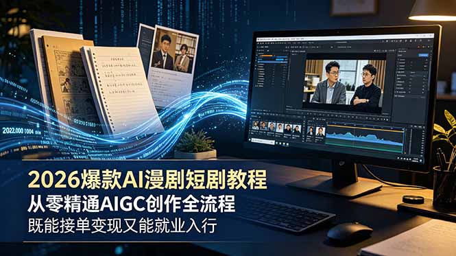 2026 爆款 AI 漫剧短剧教程 从零精通 AIGC 创作全流程 既能接单变现又能就业入行-问小徐资源库