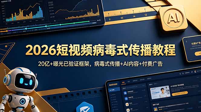 2026短视频病毒式传播教程：20亿+曝光已验证框架，病毒式传播+AI内容+付费广告-问小徐资源库