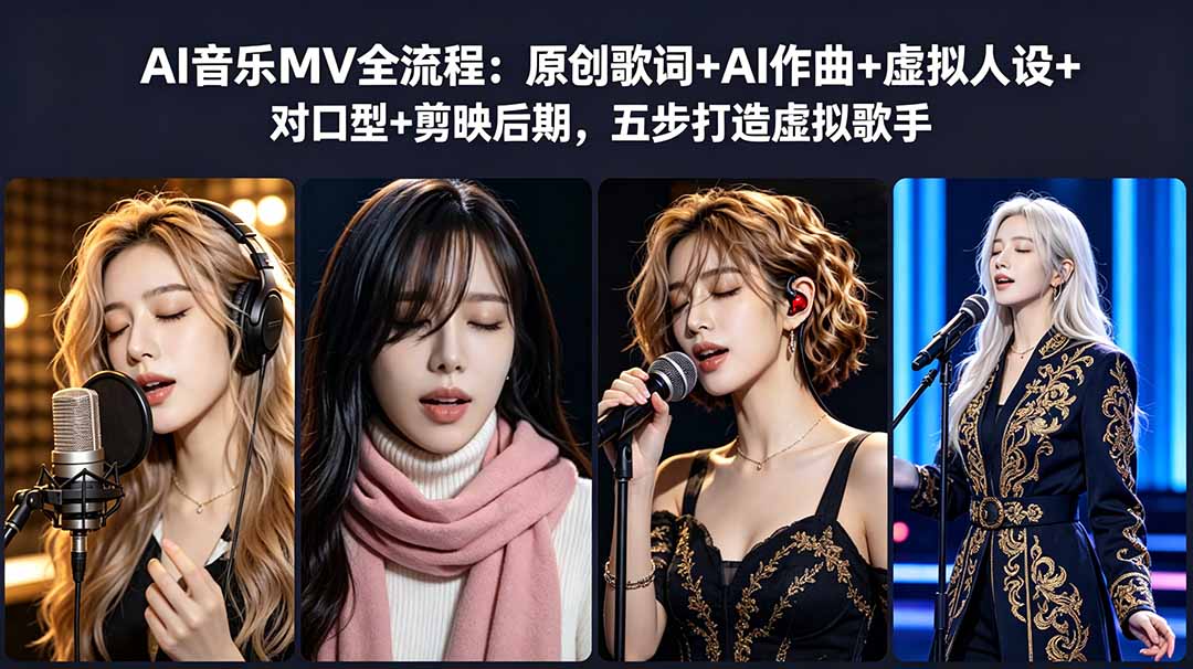 AI音乐MV全流程：原创歌词+AI作曲+虚拟人设+对口型+剪映后期，五步打造虚拟歌手-问小徐资源库