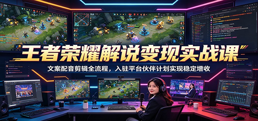 王者荣耀解说变现实战课:文案配音剪辑全流程,入驻平台伙伴计划实现稳定增收-问小徐资源库