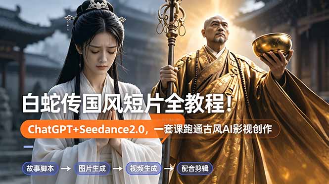 白蛇传-国风短片全教程！ChatGPT+Seedance2.0，一套课跑通古风AI影视创作-问小徐资源库
