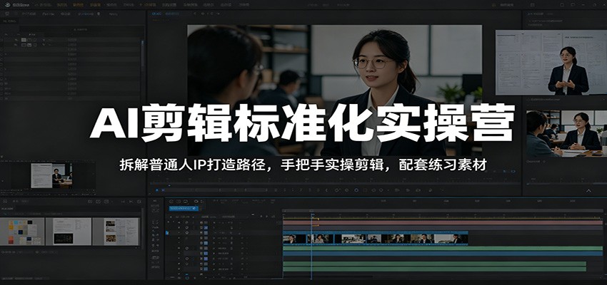 AI剪辑标准化实操营：拆解普通人IP打造路径，手把手实操剪辑，配套练习素材-问小徐资源库