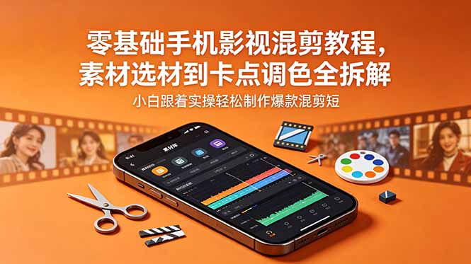 零基础手机影视混剪教程，素材选材到卡点调色全拆解，小白跟着实操轻松制作爆款混剪短片-问小徐资源库