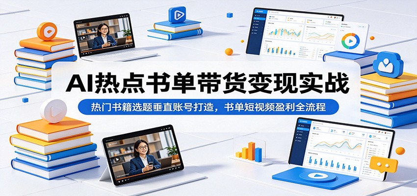 AI热点书单带货变现实战：热门书籍选题垂直账号打造，书单短视频盈利全流程-问小徐资源库
