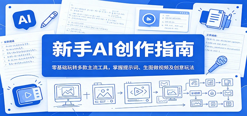 新手AI创作指南：零基础玩转多款主流工具，掌握提示词、生图做视频及创意玩法-问小徐资源库