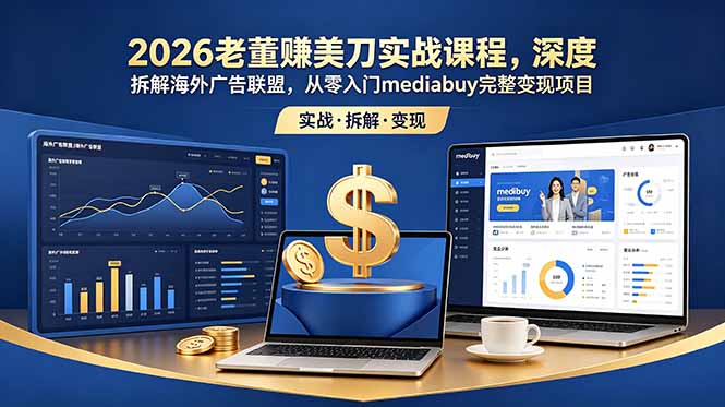 2026老董赚美刀实战课程，深度拆解海外广告联盟，从零入门mediabuy完整变现项目-问小徐资源库