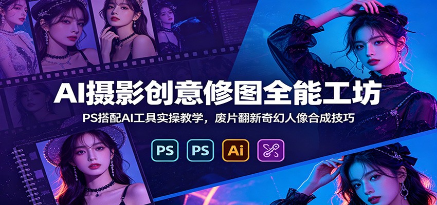 AI摄影创意修图全能工坊：PS搭配AI工具实操教学，废片翻新奇幻人像合成技巧-问小徐资源库