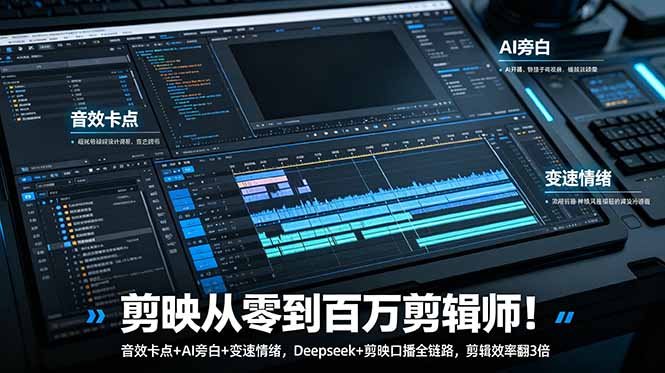 剪映从零到百万剪辑师！音效卡点+AI旁白+变速情绪，Deepseek+剪映口播全链路，剪辑效率翻3倍-问小徐资源库