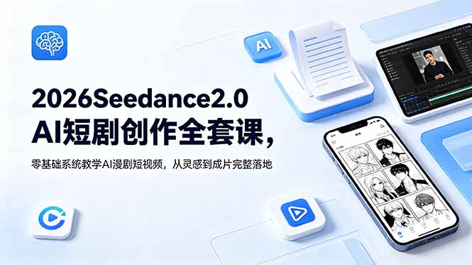 2026Seedance2.0AI短剧创作全套课，零基础系统教学AI漫剧短视频，从灵感到成片完整落地-问小徐资源库