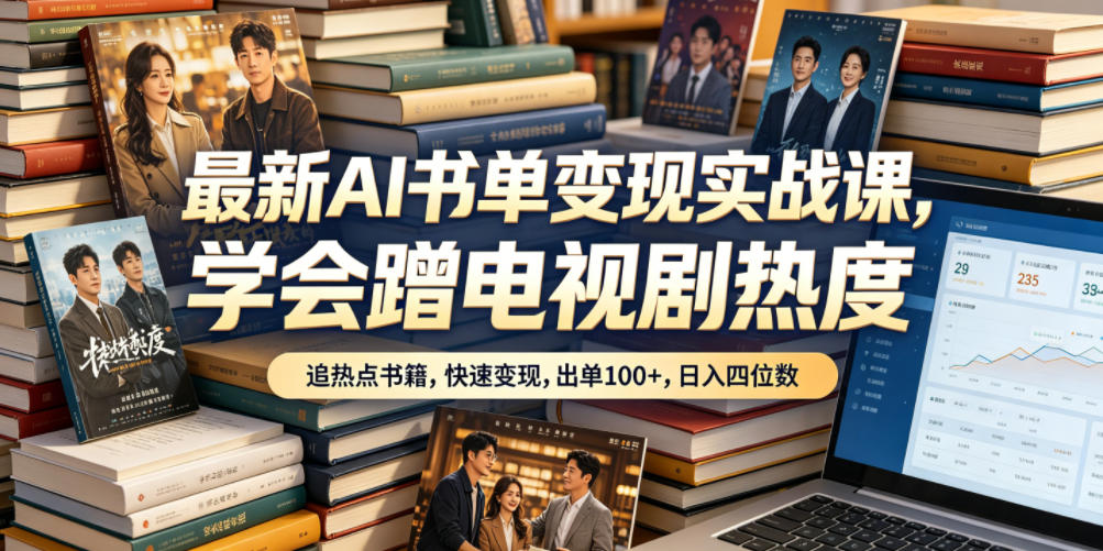 最新AI书单变现实战课，学会蹭电视剧热度，追热点书籍，快速变现，出单100+，日入四位数-问小徐资源库