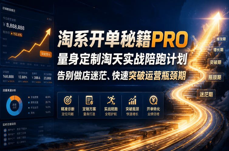 淘系开单秘籍PRO，量身定制淘天实战陪跑计划，告别做店迷茫、快速突破运营瓶颈期(2026年6月11)-问小徐资源库