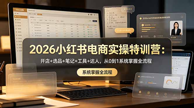 2026小红书电商实操特训营：开店+选品+笔记+工具+达人，从0到1系统掌握全流程-问小徐资源库