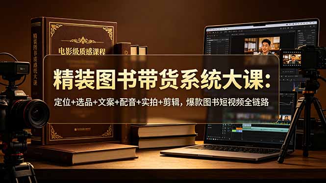 精装图书带货系统大课:定位+选品+文案+配音+实拍+剪辑,爆款图书短视频全链路-问小徐资源库