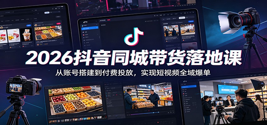 2026抖音同城带货落地课:从账号搭建到付费投放,实现短视频全域爆单-问小徐资源库