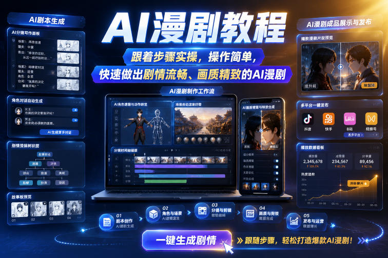 AI漫剧教程,跟着步骤实操,操作简单,快速做出剧情流畅、画质精致的AI漫剧-问小徐资源库