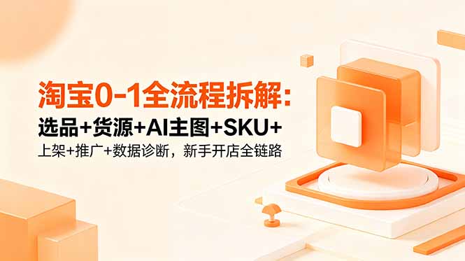 淘宝0-1全流程拆解:选品+货源+AI主图+SKU+上架+推广+数据诊断,新手开店全链路-问小徐资源库