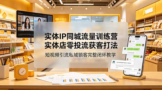 实体IP同城流量训练营：实体店零投流获客打法，短视频引流私域锁客完整闭环教学-问小徐资源库