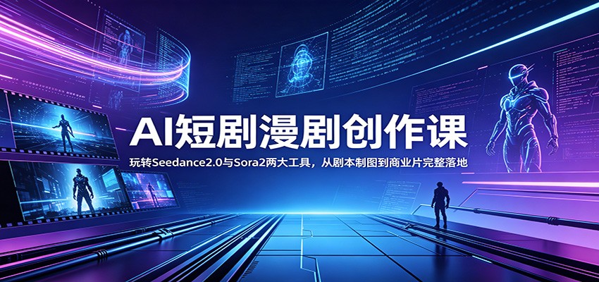 AI短剧漫剧创作课:玩转Seedance2.0与 Sora2两大工具,从剧本制图到商业片完整落地-问小徐资源库
