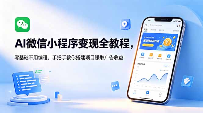 AI微信小程序变现全教程，零基础不用编程，手把手教你搭建项目赚取广告收益-问小徐资源库