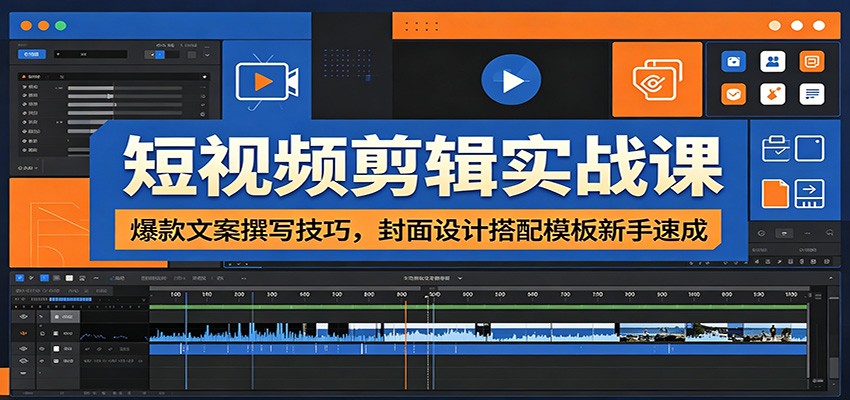 短视频剪辑实战课：爆款文案撰写技巧，封面设计搭配模板新手速成-问小徐资源库