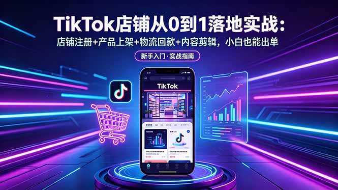 TikTok店铺从0到1落地实战:店铺注册+产品上架+物流回款+内容剪辑,小白也能出单-问小徐资源库
