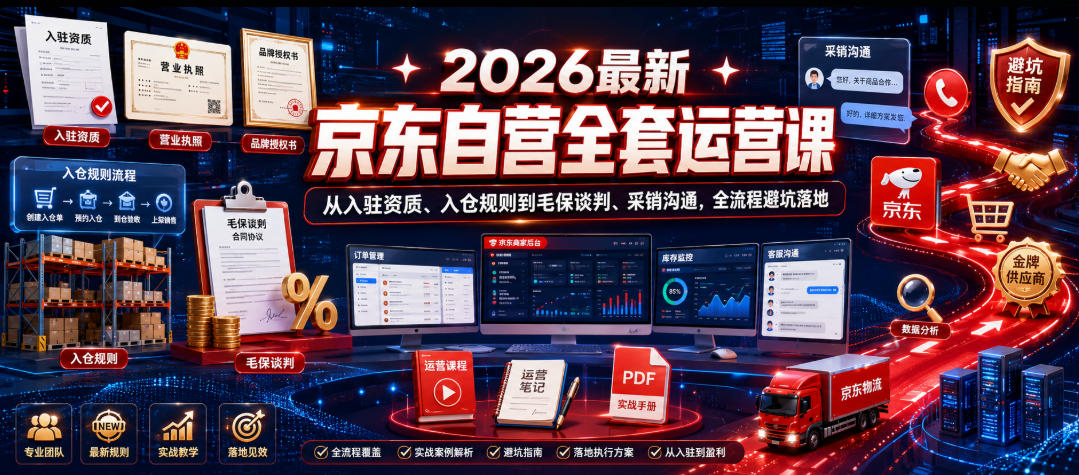 2026最新京东自营全套运营课，从入驻资质、入仓规则到毛保谈判、采销沟通，全流程避坑落地-问小徐资源库