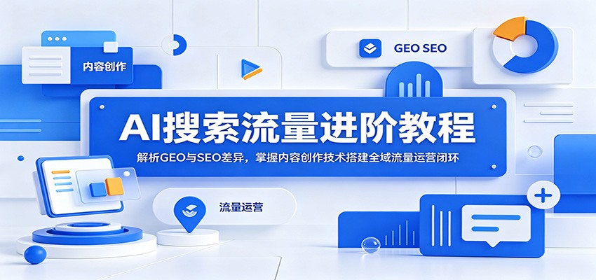 AI搜索流量进阶教程：解析GEO与SEO差异，掌握内容创作技术搭建全域流量运营闭环-问小徐资源库