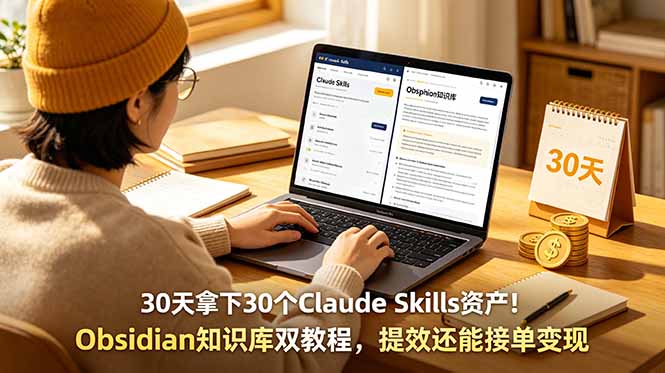 30天拿下30个Claude Skills资产!Obsidian知识库双教程,提效还能接单变现-问小徐资源库